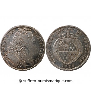 ETATS DE BRETAGNE, LOUIS XV – JETON ARGENT 1738 RENNES Daniel 90