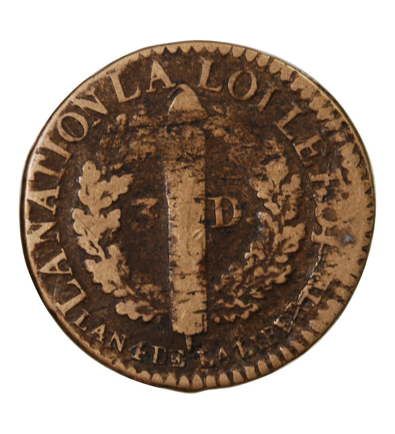 REVOLUTION FRANCAISE, CONSTITUTION - 3 DENIERS 1792 I LIMOGES