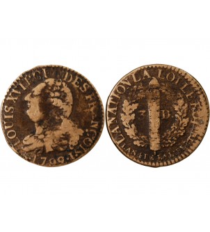 REVOLUTION FRANCAISE, CONSTITUTION - 3 DENIERS 1792 I LIMOGES 2