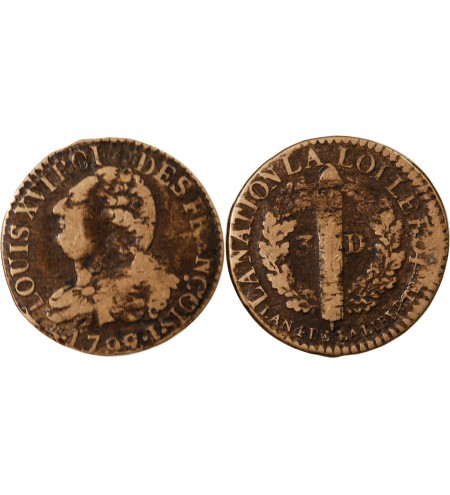 REVOLUTION FRANCAISE, CONSTITUTION - 3 DENIERS 1792 I LIMOGES