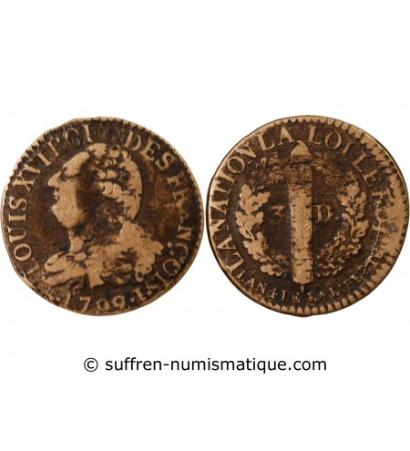 REVOLUTION FRANCAISE, CONSTITUTION - 3 DENIERS 1792 I LIMOGES