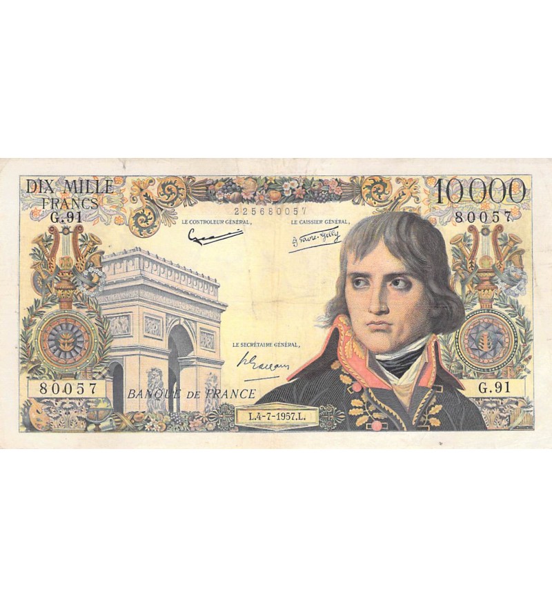 FRANCE, BONAPARTE - 10 000 FRANCS 04/04/1957 - SÉRIE G.91