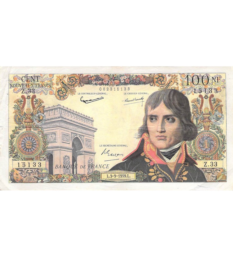 FRANCE, BONAPARTE - 100 NF 03/09/1959 - SÉRIE Z.33