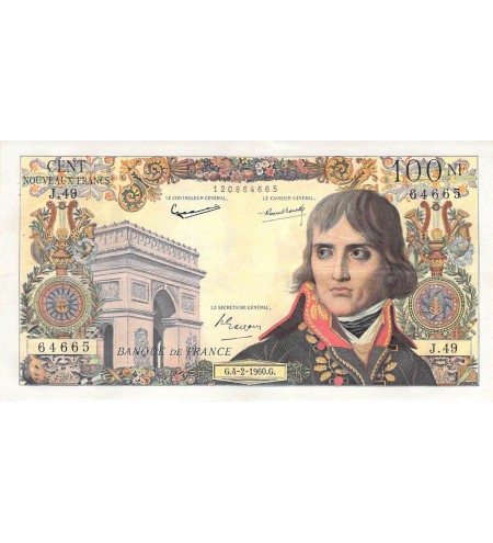 FRANCE, BONAPARTE - 100 NF 04/02/1960 - SÉRIE J.49
