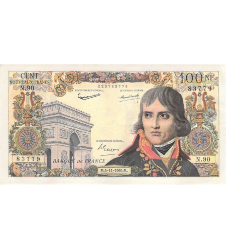 FRANCE, BONAPARTE - 100 NF 04/11/1960 - SÉRIE N.90