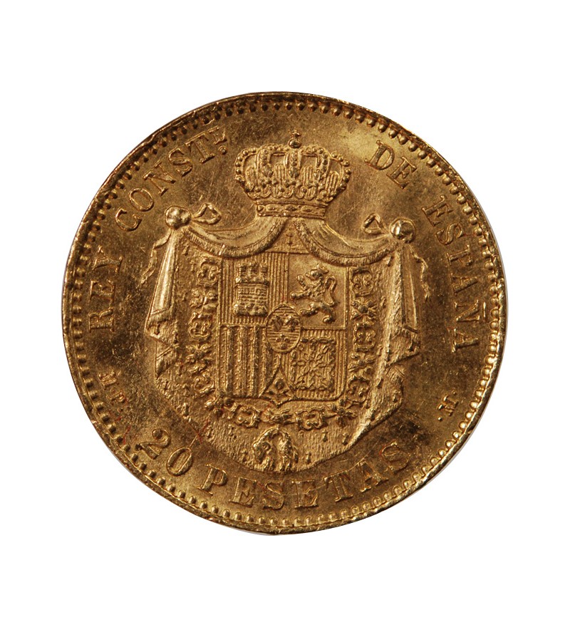 ESPAGNE, ALFONSO XIII - 20 PESETAS OR 1889