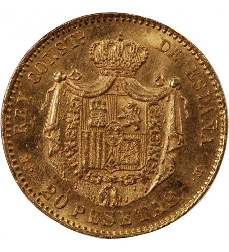 ESPAGNE, ALFONSO XIII - 20 PESETAS OR 1889