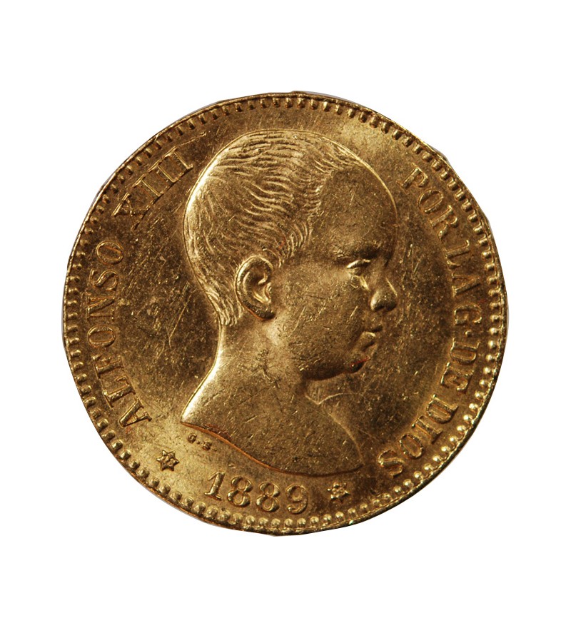 ESPAGNE, ALFONSO XIII - 20 PESETAS OR 1889