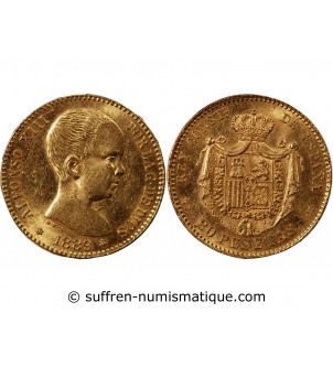 ESPAGNE, ALFONSO XIII - 20 PESETAS OR 1889