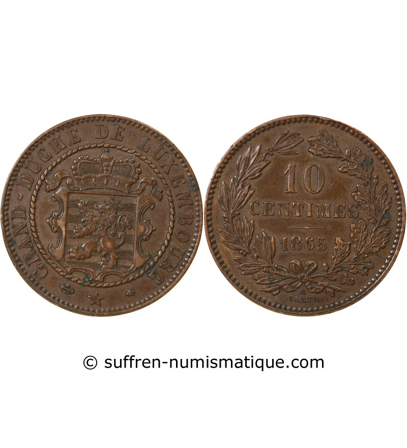 LUXEMBOURG, GUILLAUME III - 10 CENTIMES 1865 A