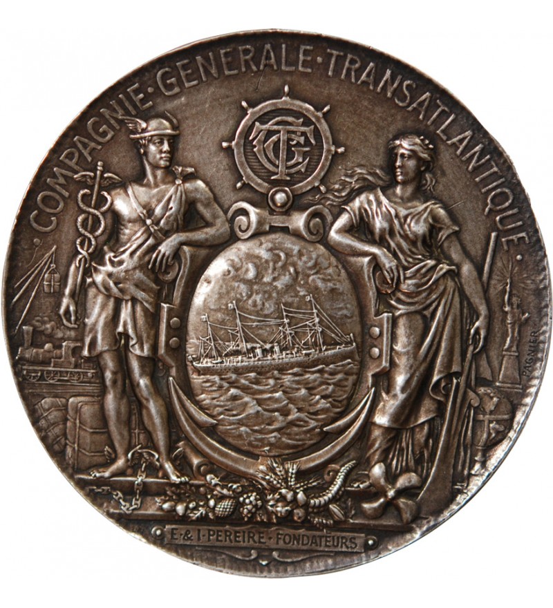 COMPAGNIE GÉNÉRALE TRANSATLANTIQUE – MÉDAILLE ARGENT ATTRIBUÉE EN 1946