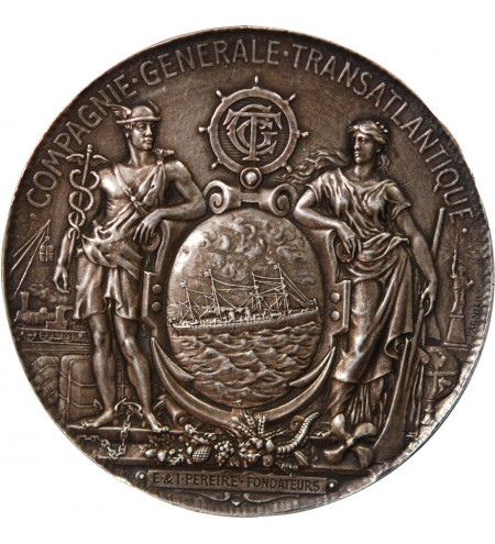 COMPAGNIE GÉNÉRALE TRANSATLANTIQUE – MÉDAILLE ARGENT ATTRIBUÉE EN 1946