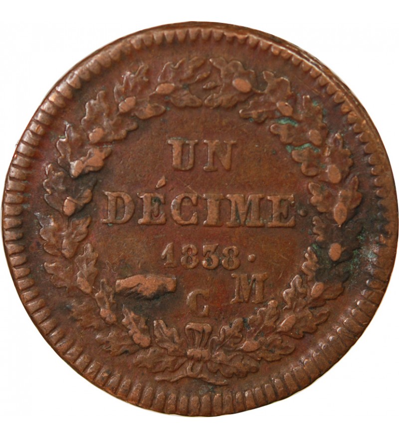 MONACO, HONORÉ V - DÉCIME 1838 MC