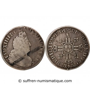 LOUIS XIV - 1/2 ECU ARGENT AUX HUIT L 1704 I LIMOGES