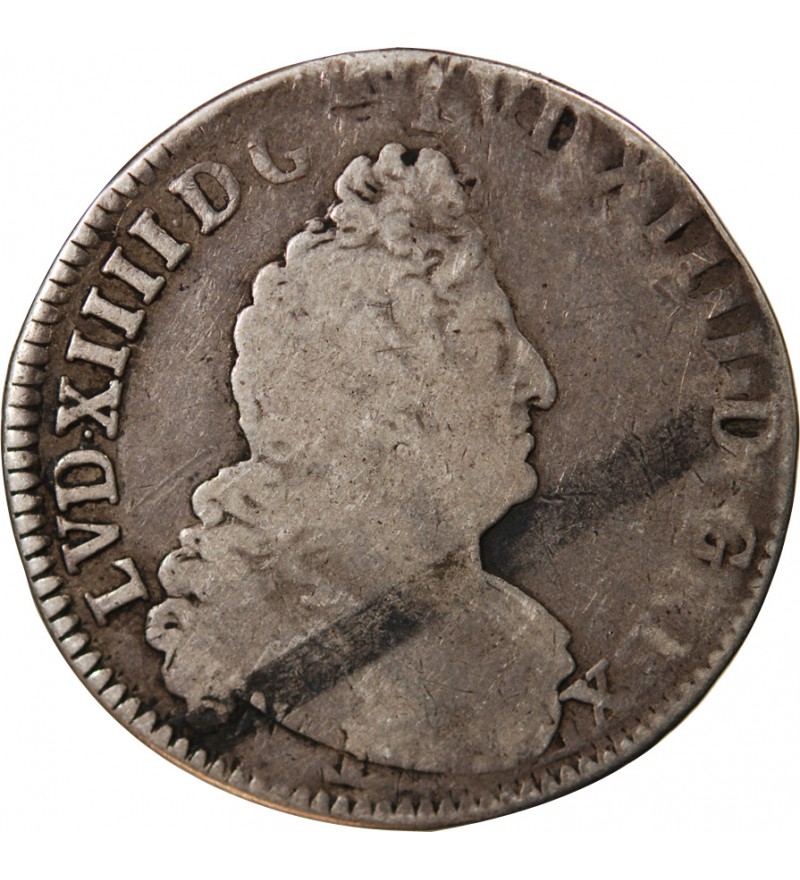 LOUIS XIV - 1/2 ECU ARGENT AUX HUIT L 1704 I LIMOGES