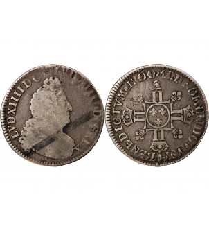 LOUIS XIV - 1/2 ECU ARGENT AUX HUIT L 1704 I LIMOGES 2