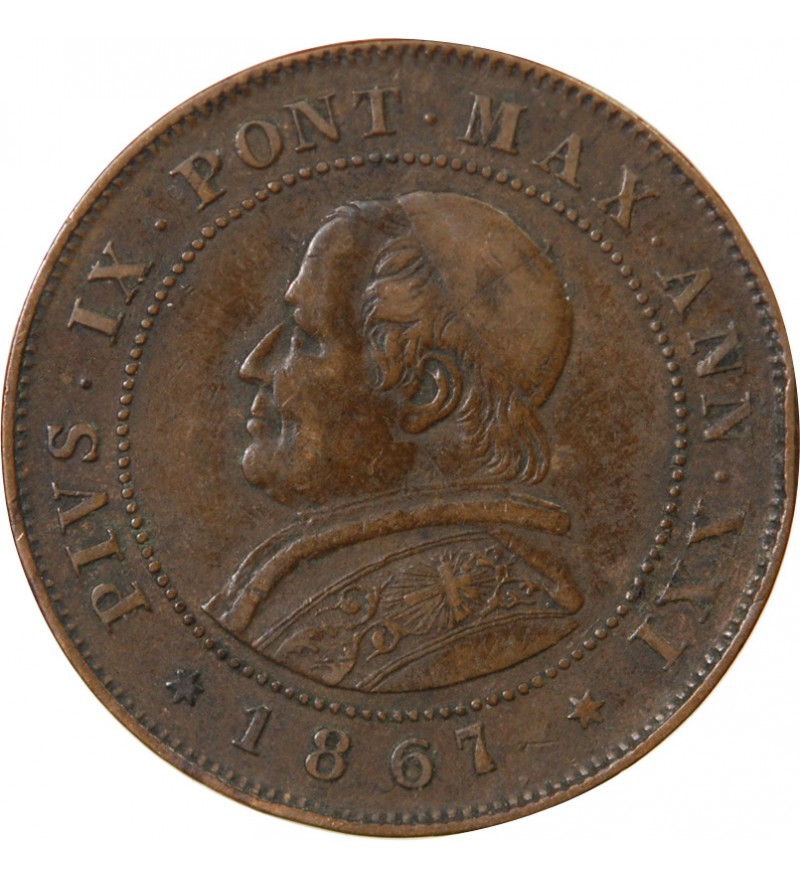 VATICAN, PIE IX - 2 SOLDI 1867 R ROME