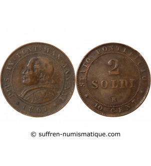 VATICAN, PIE IX - 2 SOLDI 1867 R ROME