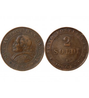 VATICAN, PIE IX - 2 SOLDI 1867 R ROME 2