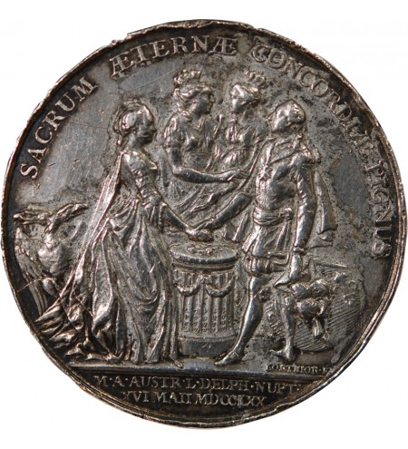 LOUIS XV - MEDAILLE ARGENT 1770 - MARIAGE DU DAUPHIN
