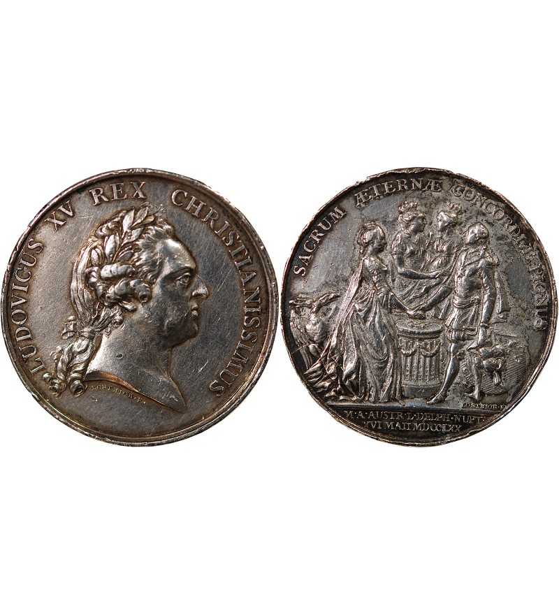 LOUIS XV - MEDAILLE ARGENT 1770 - MARIAGE DU DAUPHIN
