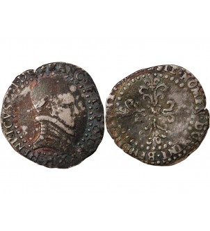HENRI III - 1/4 FRANC AU COL PLAT 15?? LA ROCHELLE 2
