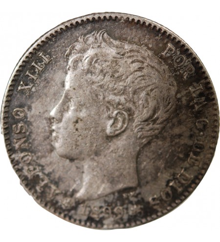 ESPAGNE, ALPHONSE XIII - PESETA ARGENT 1899 SGV