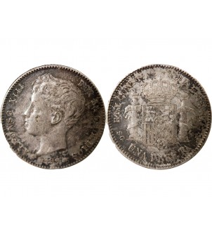ESPAGNE, ALPHONSE XIII - PESETA ARGENT 1899 SGV 2