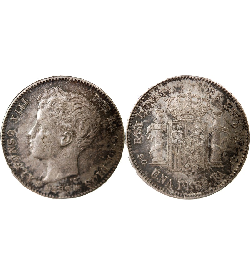 ESPAGNE, ALPHONSE XIII - PESETA ARGENT 1899 SGV
