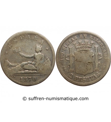 Espagne Espagne - 2 Pesetas 1870 Gouvernement Provisoire