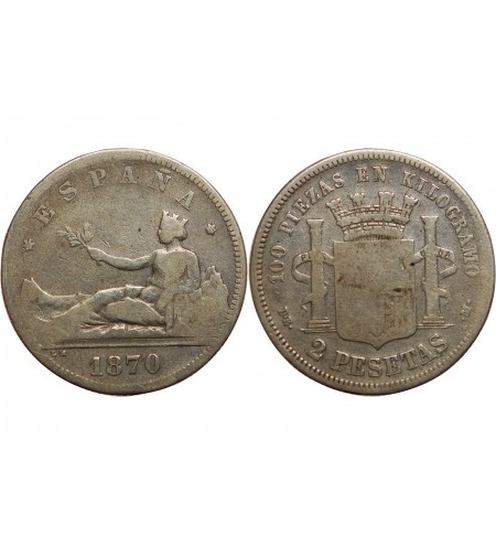 Espagne Espagne - 2 Pesetas 1870 Gouvernement Provisoire