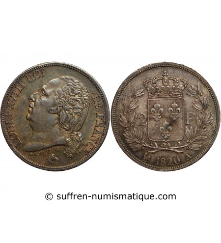 France 2 Francs Louis XVIII 1820 A Paris