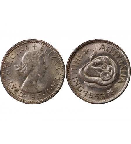 AUSTRALIE, ELIZABETH II - SHILLING 1953