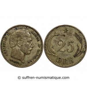 Danemark 25 Ore Christian IX 1874