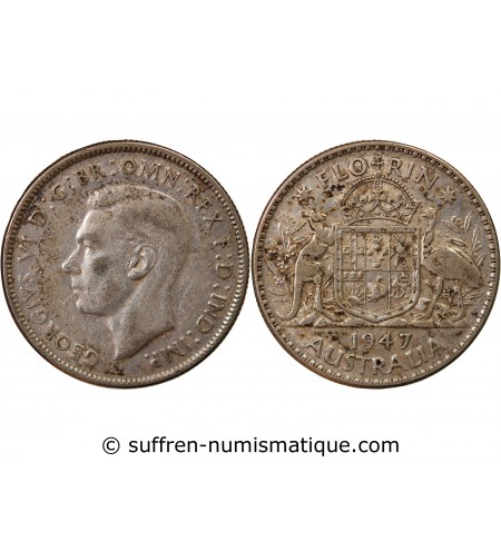 AUSTRALIE, GEORGES VI - FLORIN ARGENT 1947