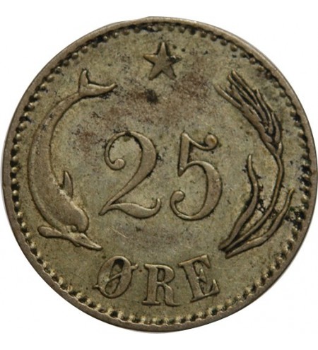 Danemark 25 Ore Christian IX 1874