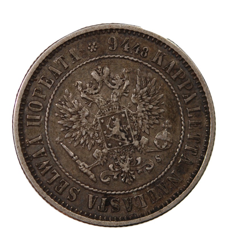 FINLANDE, ALEXANDRE II - 1 MARKKA ARGENT 1874