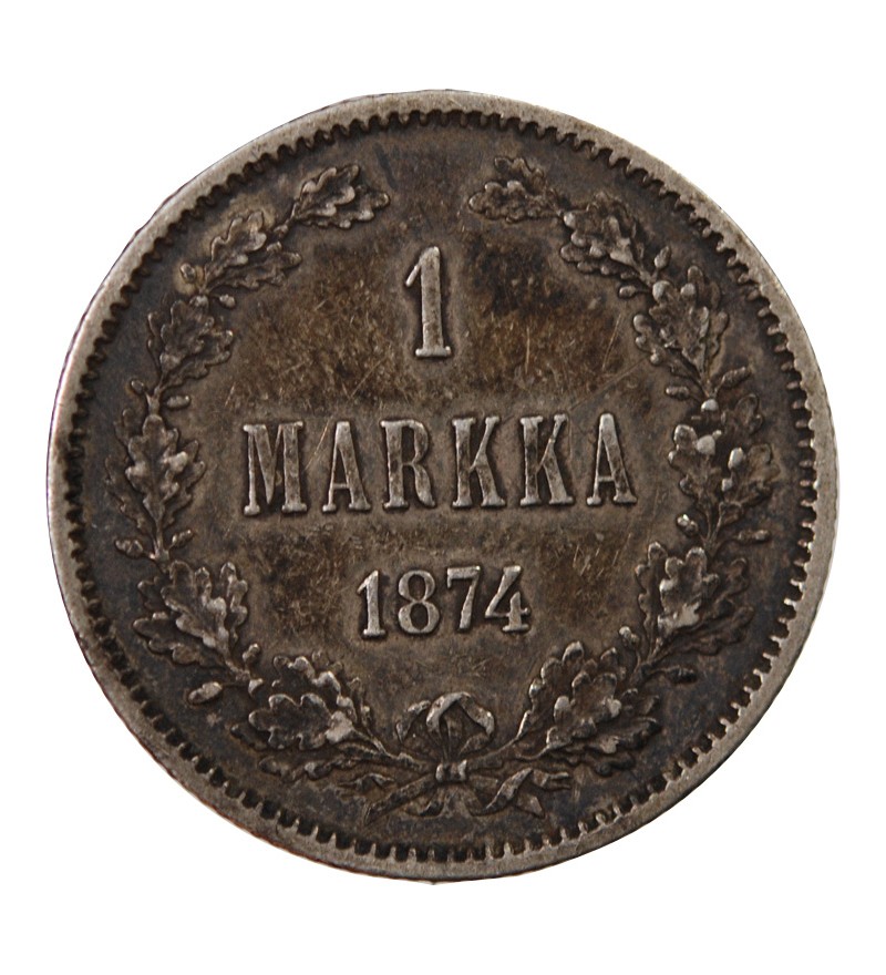 FINLANDE, ALEXANDRE II - 1 MARKKA ARGENT 1874