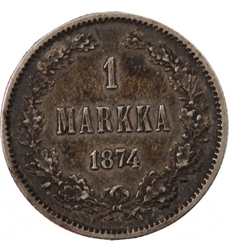 FINLANDE, ALEXANDRE II - 1 MARKKA ARGENT 1874