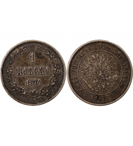 FINLANDE, ALEXANDRE II - 1 MARKKA ARGENT 1874