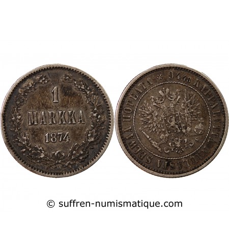FINLANDE, ALEXANDRE II - 1 MARKKA ARGENT 1874