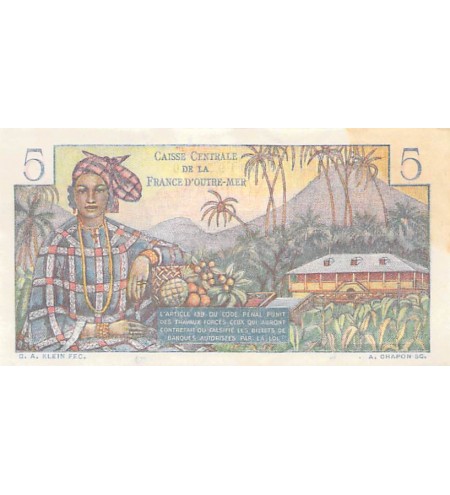 AFRIQUE EQUATORIALE FRANCAISE - 5 FRANCS (1947) BOUGAINVILLE - SÉRIE B.13