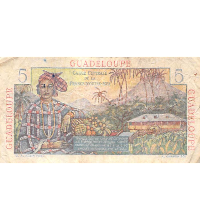 GUADELOUPE - 5 FRANCS (1947-1949) BOUGAINVILLE - SERIE H.22