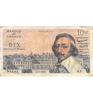 FRANCE, RICHELIEU - 10 NF 05/03/1959 - SÉRIE R.6