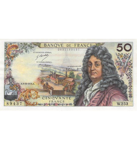 FRANCE, RACINE - 50 FRANCS 03/10/1974 - SÉRIE W.253