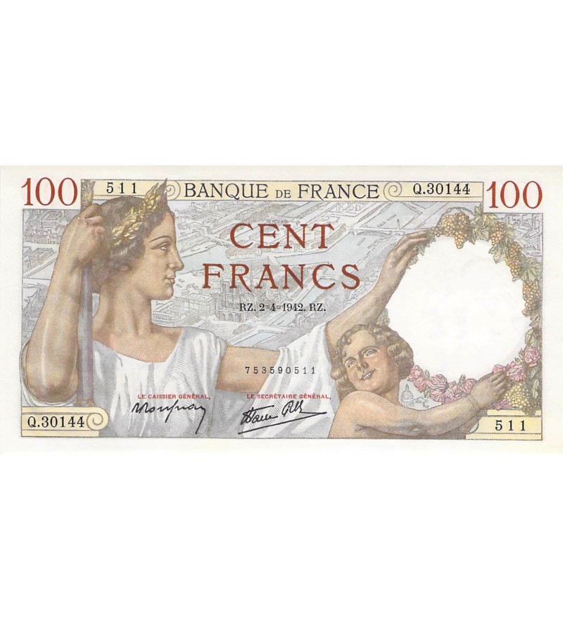 FRANCE, SULLY - 100 FRANCS 02/04/1942 - SÉRIE Q.30144