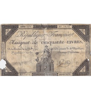 RÉVOLUTION FRANCAISE, ASSIGNAT - 50 LIVRES - LOI DU 14/12/1792 - SÉRIE 3270