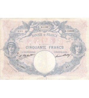 FRANCE - 50 FRANCS BLEU ET ROSE 23/03/1927 - SÉRIE D.12683