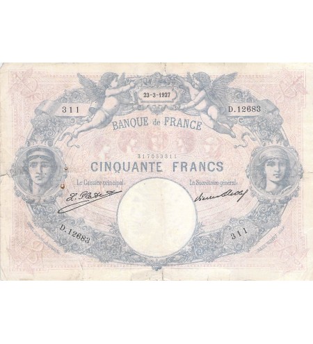 FRANCE - 50 FRANCS BLEU ET ROSE 23/03/1927 - SÉRIE D.12683