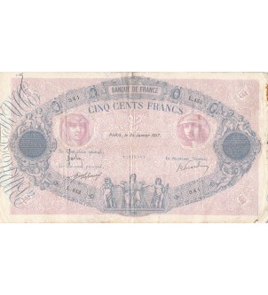 FRANCE - 500 FRANCS BLEU ET ROSE 24/01/1917 - SÉRIE L.453 2